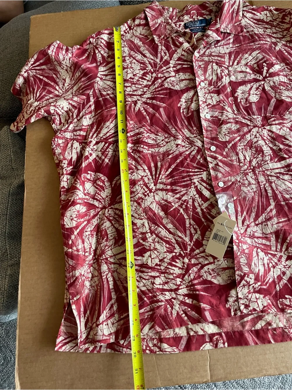 New with Tags Polo by Ralph Lauren Red & Cream Tropical  Shirt Silk/linen XXL